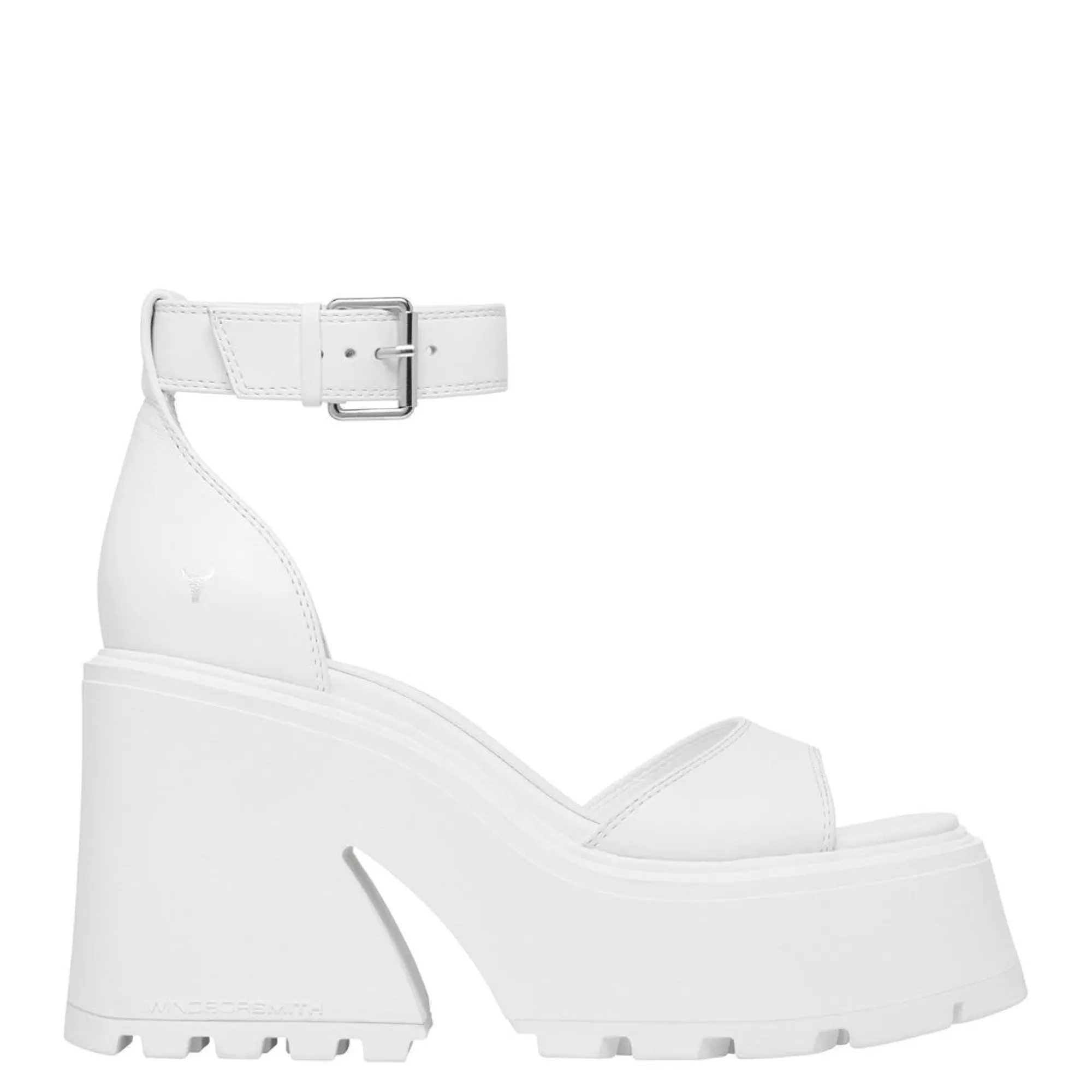 Windsor Smith Platform Heels*Flaws White Leather Sandal Blk Leather