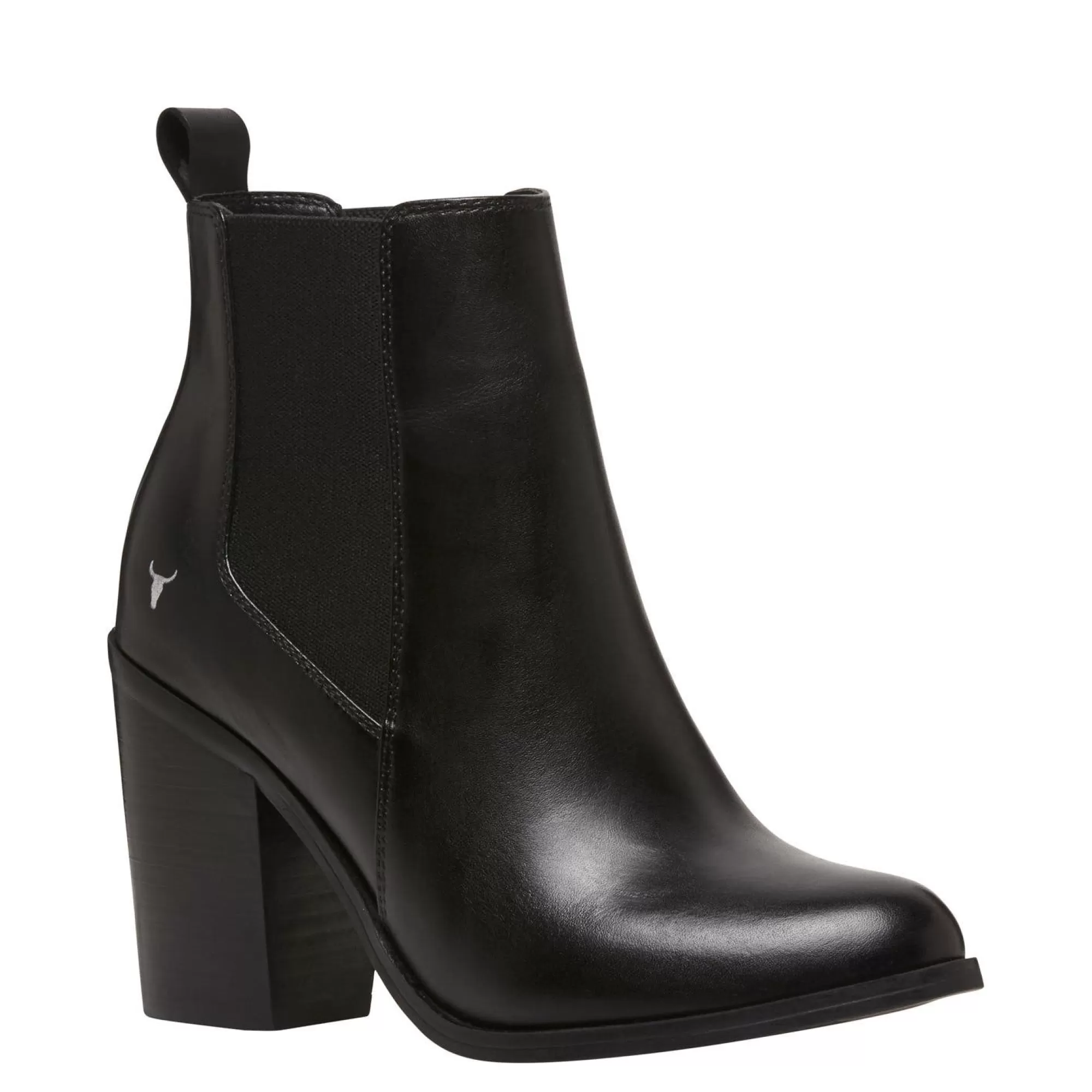 Windsor Smith Mid Heel Boots*Lille Black Leather Blk Leathe