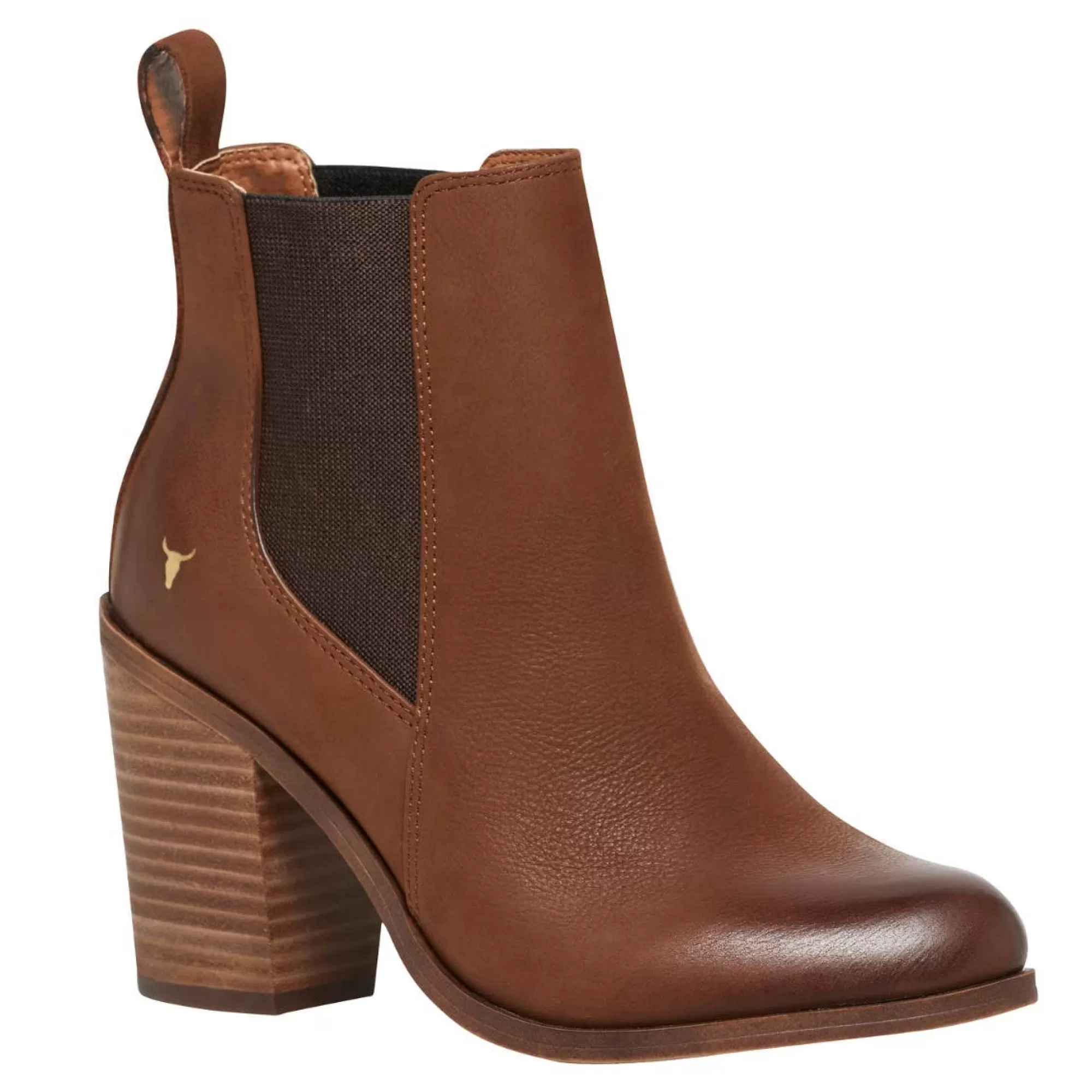 Windsor Smith Mid Heel Boots*Lille Tan Leather Blk Leathe