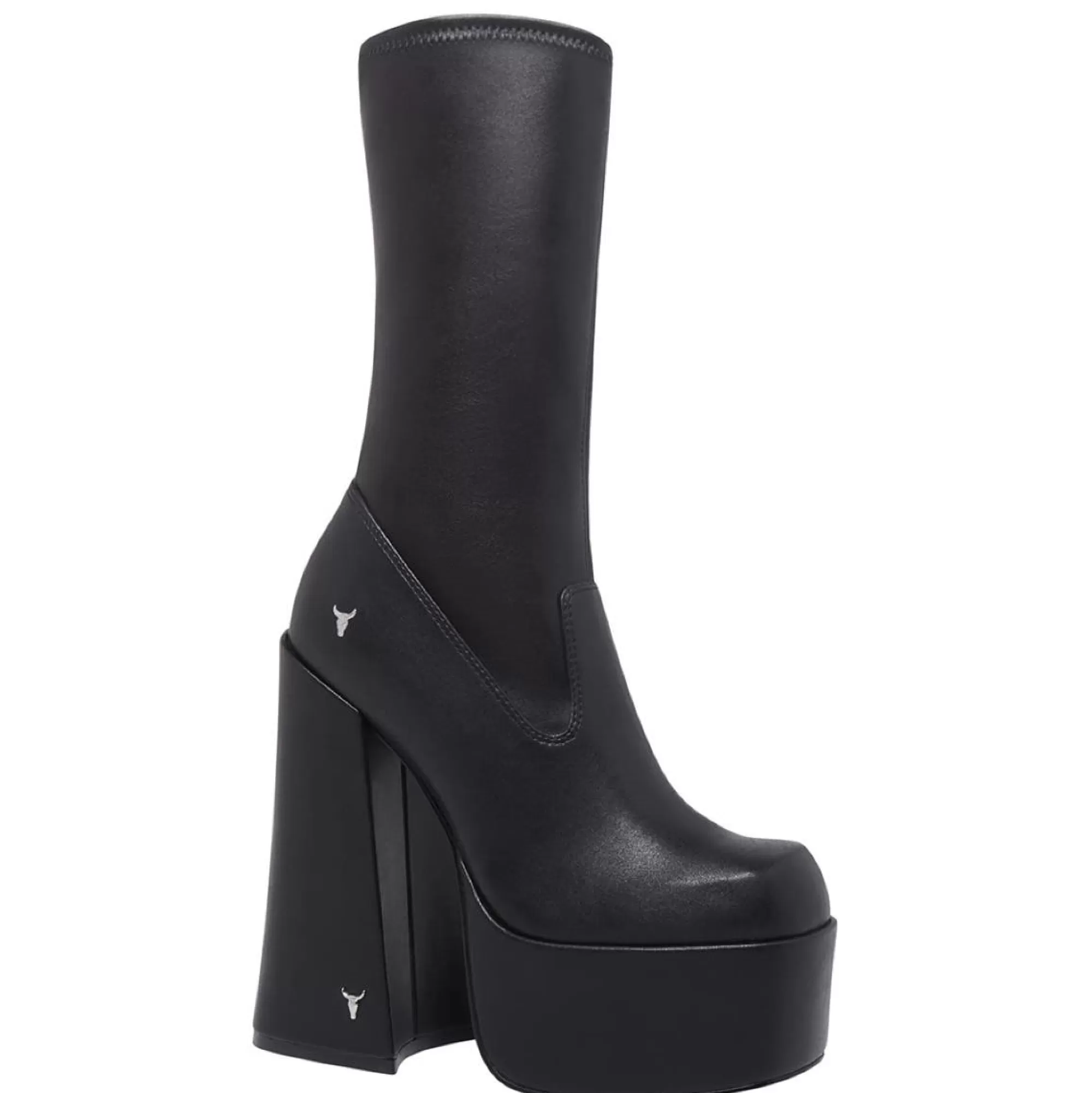 Windsor Smith High Heel Boots*Saviour Black Stretch Pu