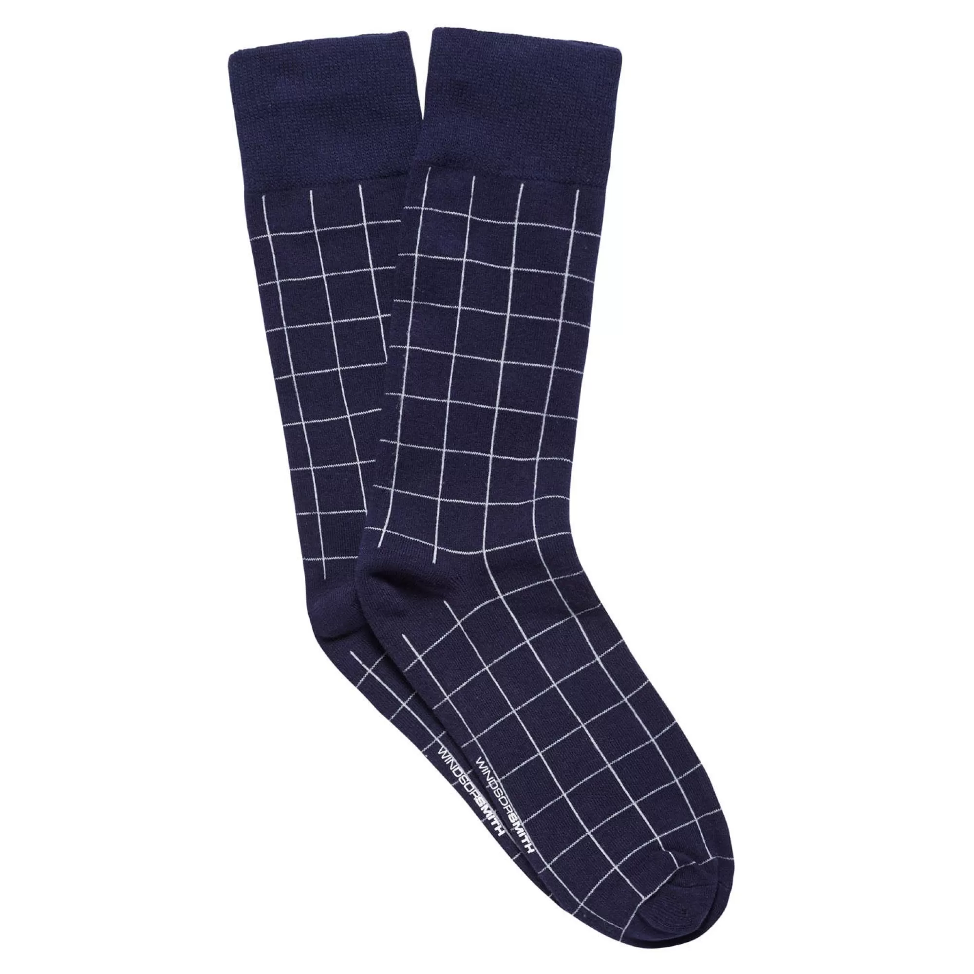 Windsor Smith Wallets & Accessories*Window Check Men'S Dress Sock Navy