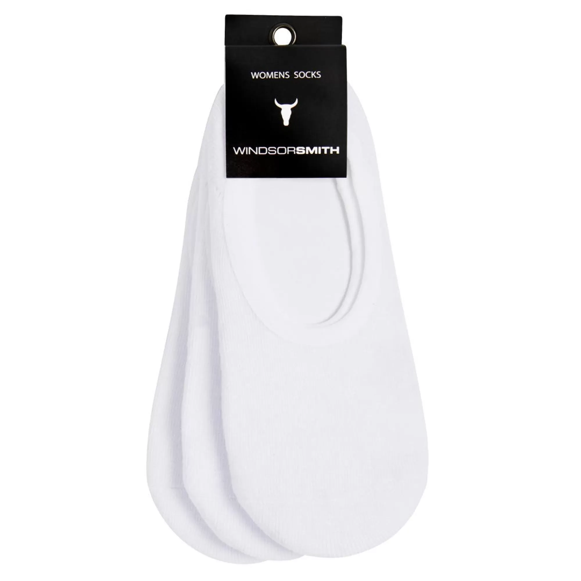 Windsor Smith Socks*Women'S Invisible 3Pk White Sock Wht/Blk Logo